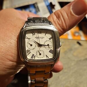 Kenneth Cole Reaction Silver Stainless Steel Men's Square Dress Watch